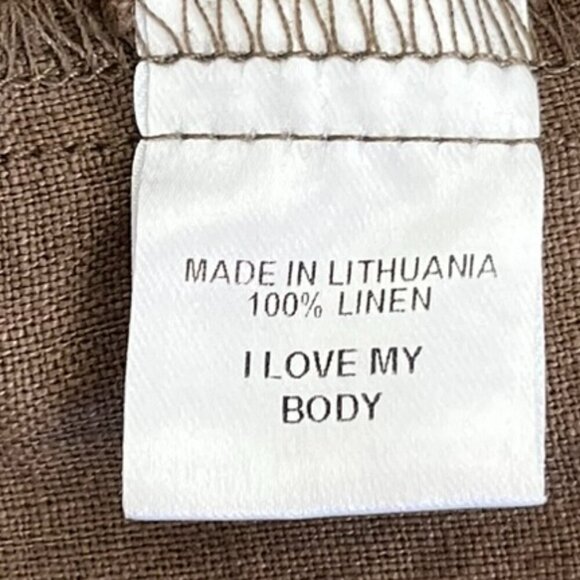 Flax Brown 100% Linen Short Sleeved Bohemian Festival Pop Over Tunic Sz 18-20 - Picture 5 of 8